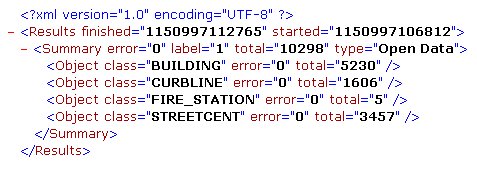  A screenshot of the XML results for an open data task. 